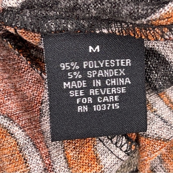 NEW MEDIUM SHARAGANO ORANGE BLACK KNIT TOP SHORT SLEEVE - Picture 13 of 13